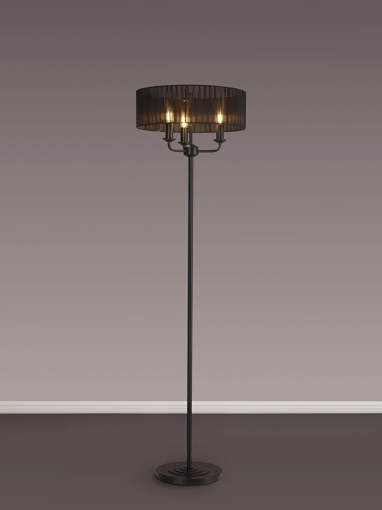 Banyan 45cm 3 Light Floor Lamp Matt Black, Black DK1060  Deco Banyan MB BL